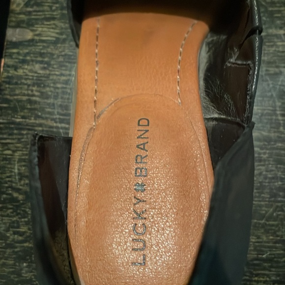 ⬇️ Peep Toe Pumps Very Lightly Worn Lucky Brand Black Leather - Picture 4 of 4